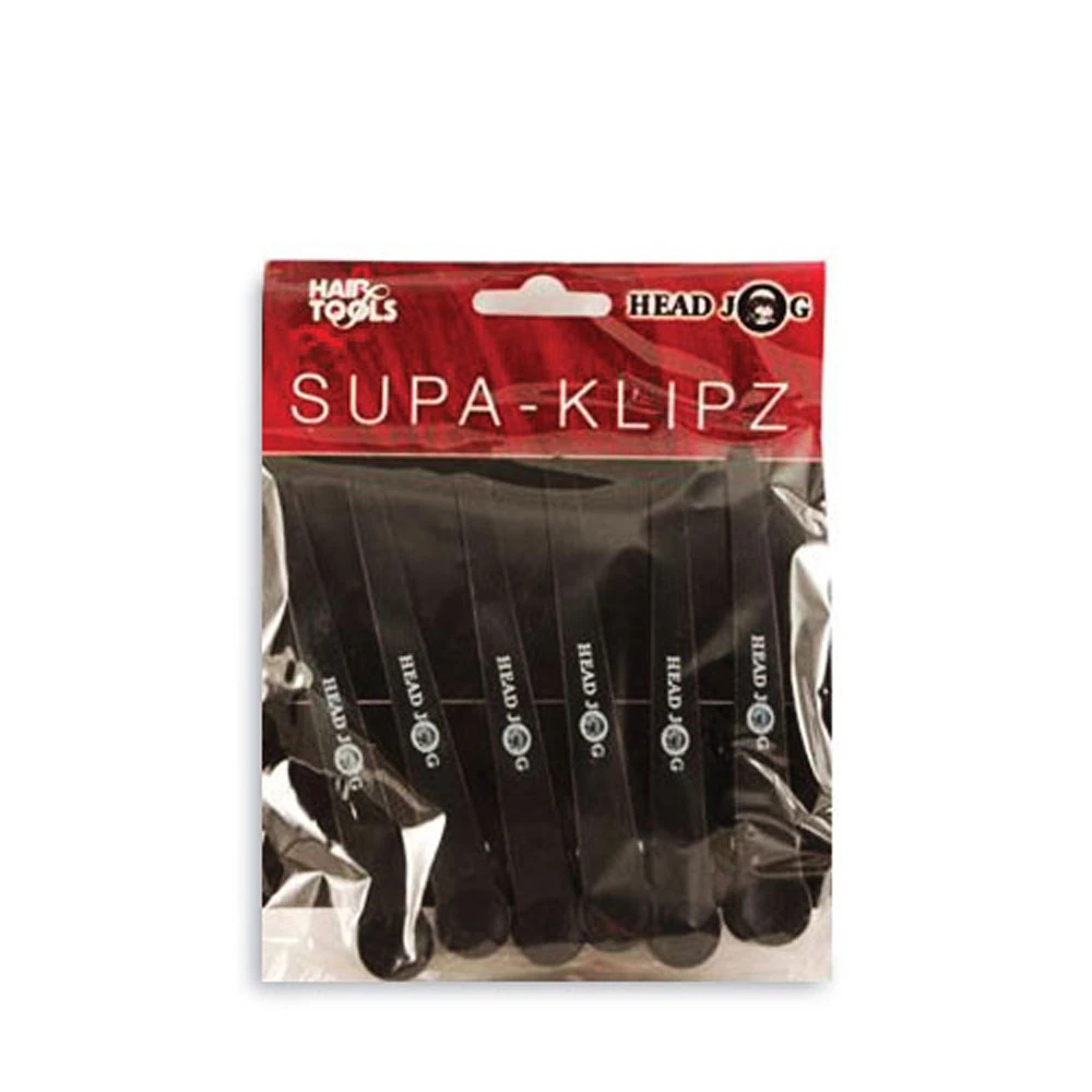 Head Jog Supa-Klipz Large Section Clips - Black (6 Pack)