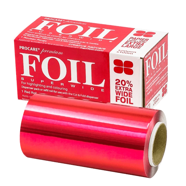 Procare Premium Superwide Red Coloured Hair Foil 120mm x 100m